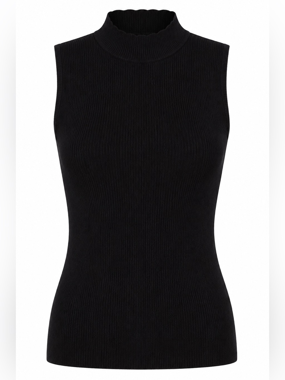 Tribal Black Mock Neck Sleeveless Knit Top XS Extra Small NWT